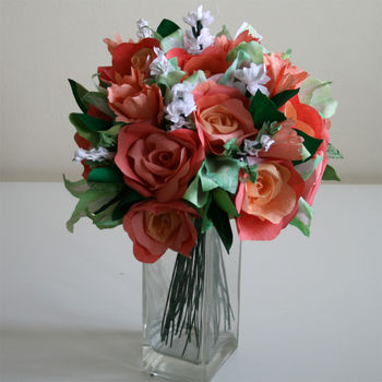 Coral Paper Rose Bouquet, 5 of 7