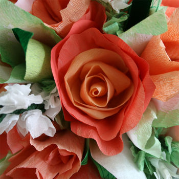 Coral Paper Rose Bouquet, 6 of 7