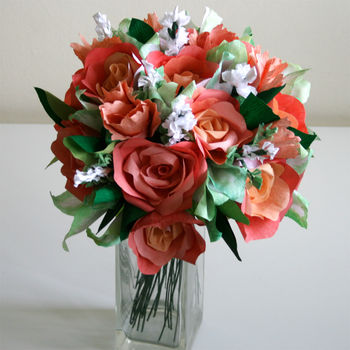 Coral Paper Rose Bouquet, 7 of 7