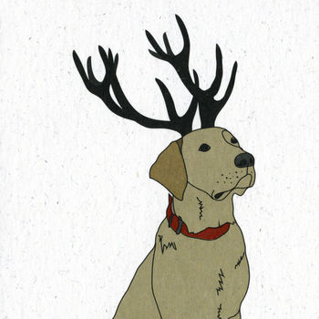 Illustrated Yellow Labrador Deer Blank Card, 2 of 2