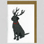 Illustrated Black Labrador Deer Blank Card, thumbnail 1 of 2