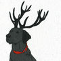 Illustrated Black Labrador Deer Blank Card, thumbnail 2 of 2