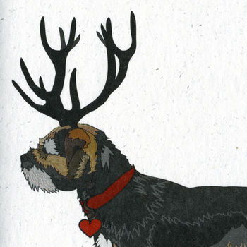 Illustrated Blue Border Deer Terrier Blank Card, 2 of 2