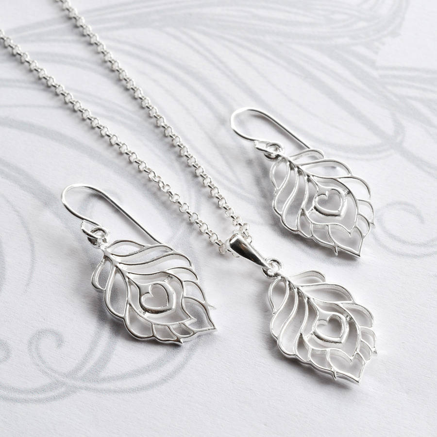 Sterling Silver Peacock Love Jewellery Set, 1 of 5