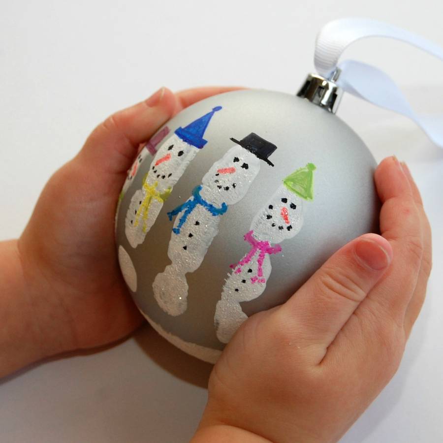 Snowman Handprint Bauble Kit By Love Those Prints Notonthehighstreet