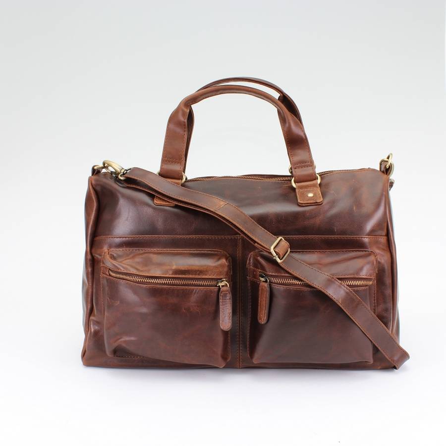 Vintage Brown Leather Travel Holdall By The Leather Store ...