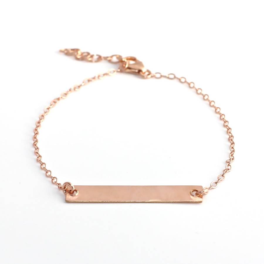 Rose Gold Bar Bracelet By A Box For My Treasure