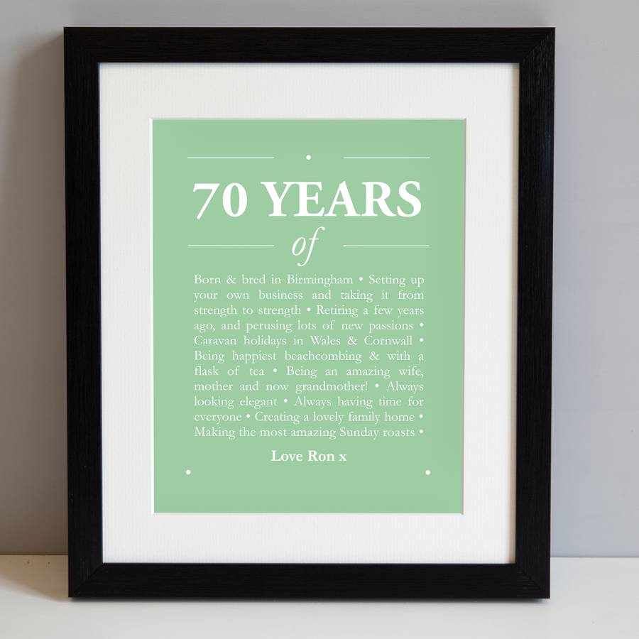 personalised 70th birthday print by elephant grey | notonthehighstreet.com