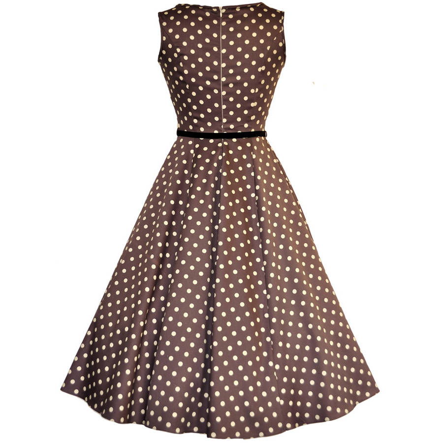 vintage style mocha polka dot audrey hepburn dress by lady vintage ...