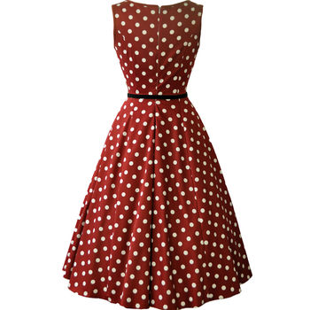 Vintage Style Wine Polka Dot Audrey Hepburn Dress By Lady Vintage ...