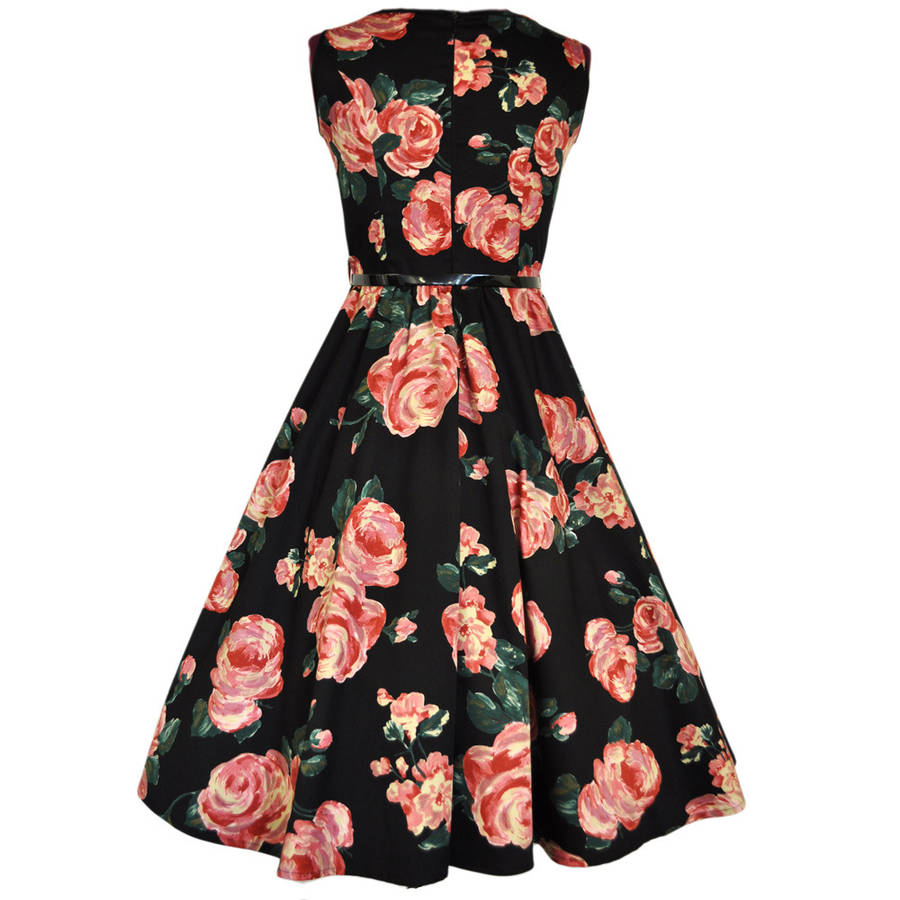 1950s vintage style floral print audrey hepburn dress by lady vintage ...