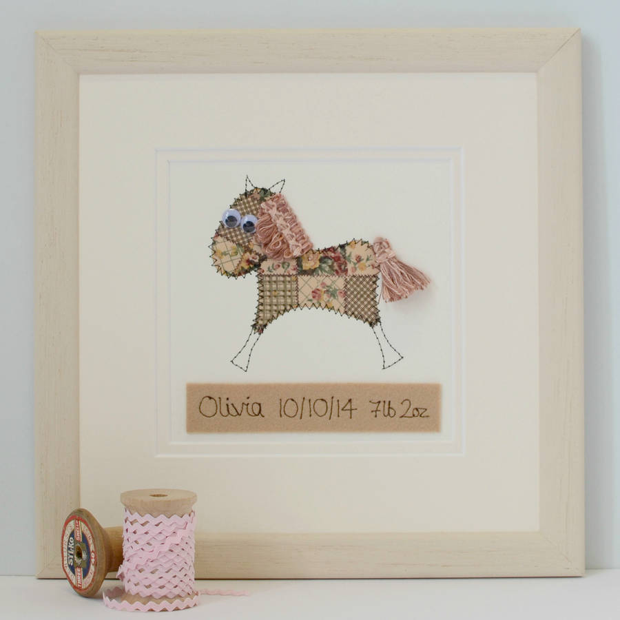 Personalised Horse Embroidered Framed Artwork By Zoe Gibbons Studio