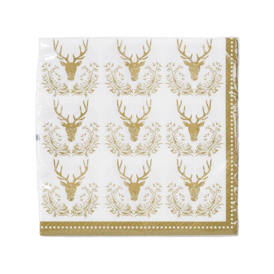 christmas gold stag napkins by postbox party