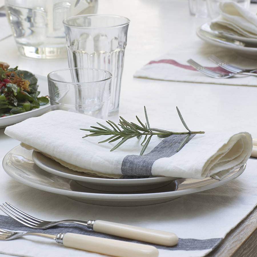 French Stripe Linen Napkin By The Linen Works