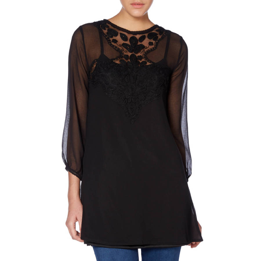Sheer Neckline Tunic By Raishma
