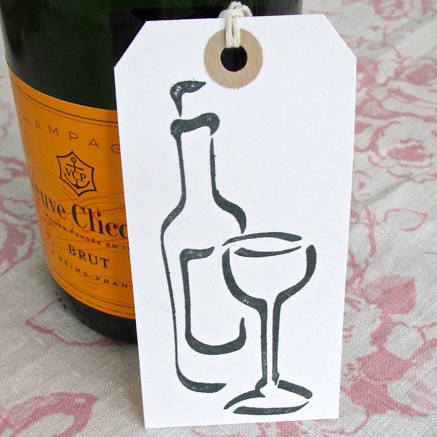 Set Of Five Wine / Champagne Bottle Gift Tags By Chapel Cards | notonthehighstreet.com