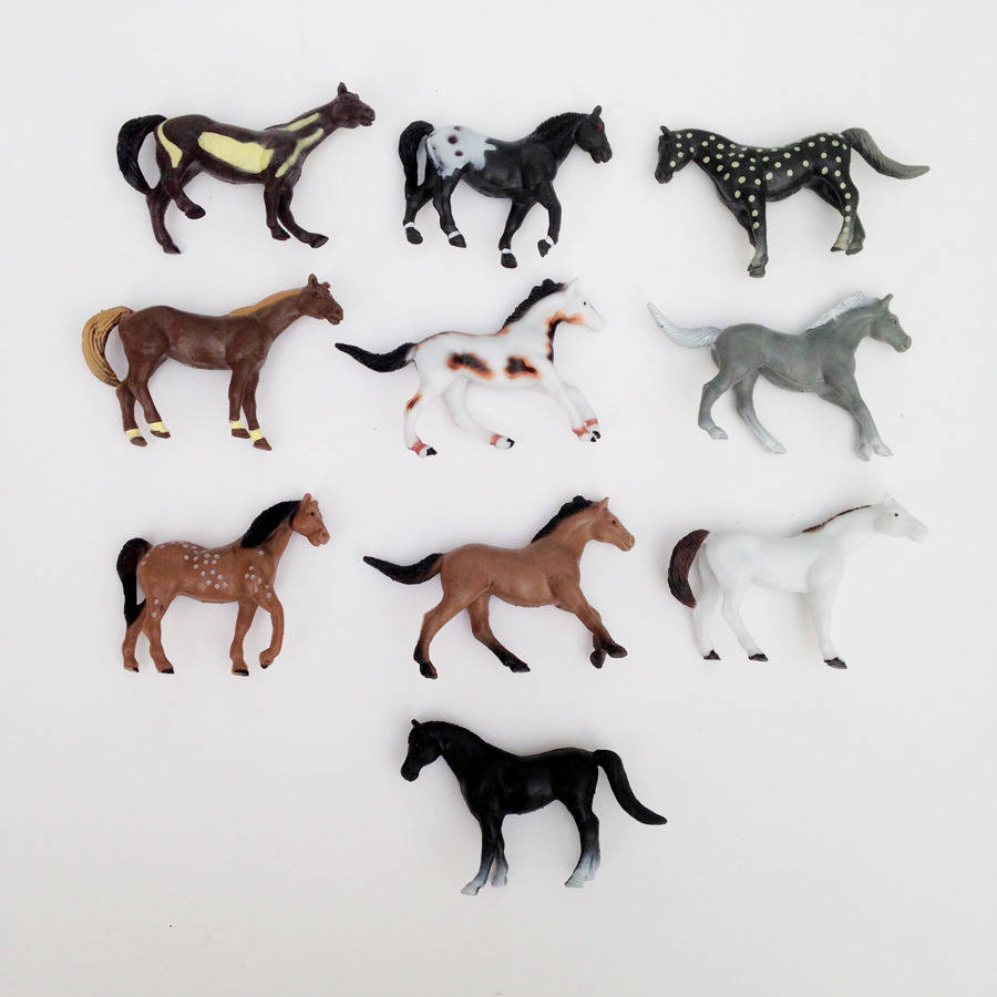 Set Of 10 Plastic Toy Horses By Little Lulubel