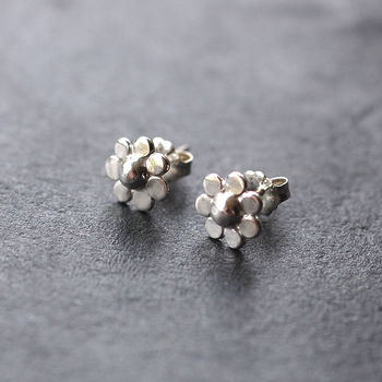 Shiny Silver Flower Studs, 2 of 5