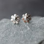 Shiny Silver Flower Studs, thumbnail 3 of 5