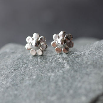 Shiny Silver Flower Studs, 3 of 5