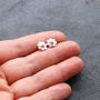 Shiny Silver Flower Studs, thumbnail 4 of 5