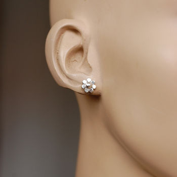 Shiny Silver Flower Studs, 5 of 5