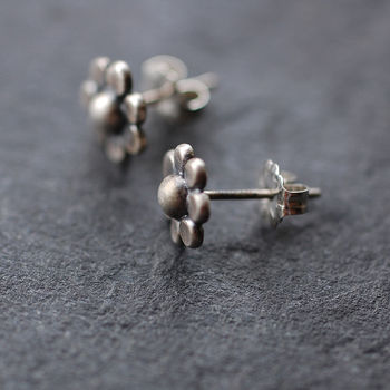 Satin Silver Flower Studs, 2 of 5