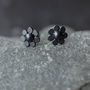 Black Silver Flower Studs, thumbnail 3 of 5
