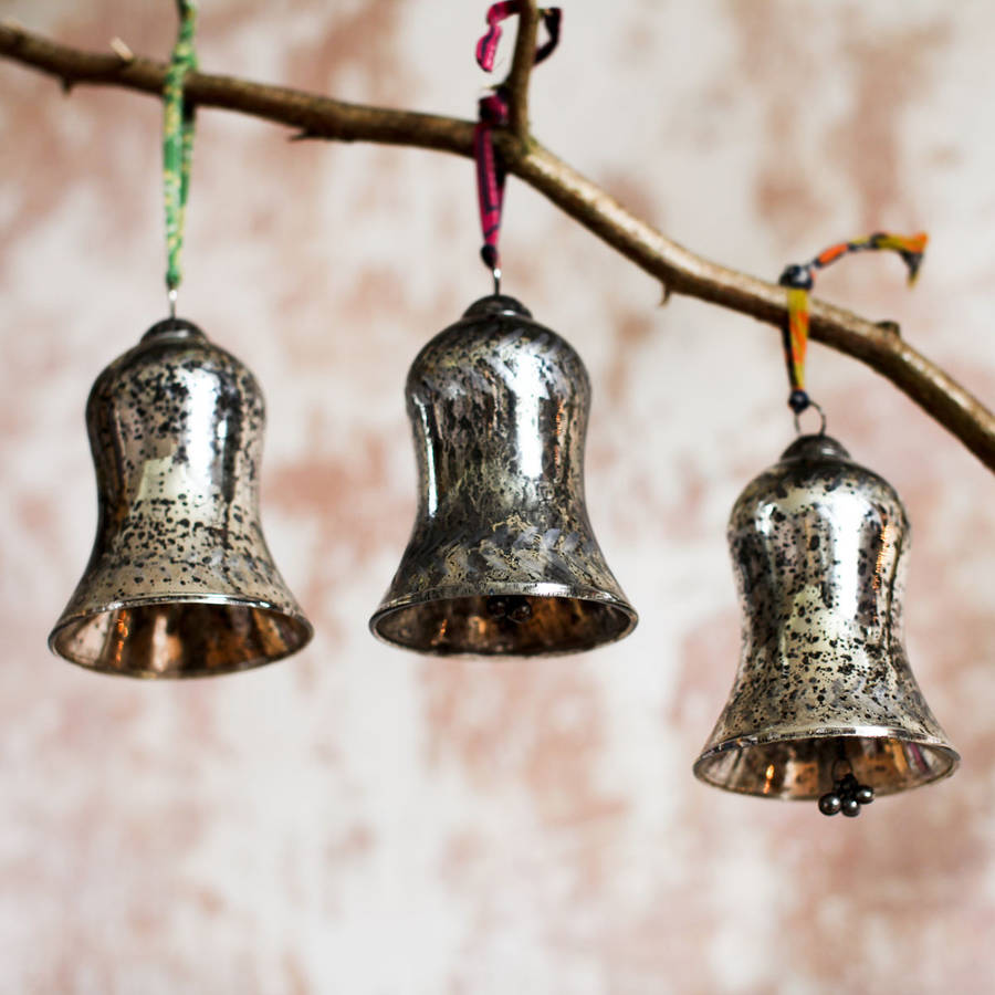 glass bell decorations set of three by nkuku