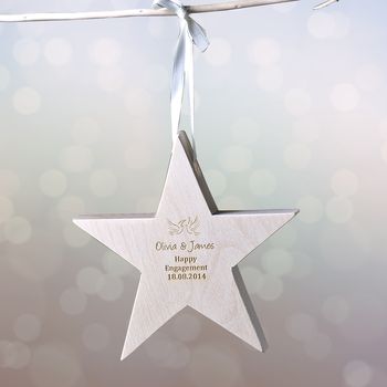 Personalised Engagement Wedding Wooden Star, 3 of 3