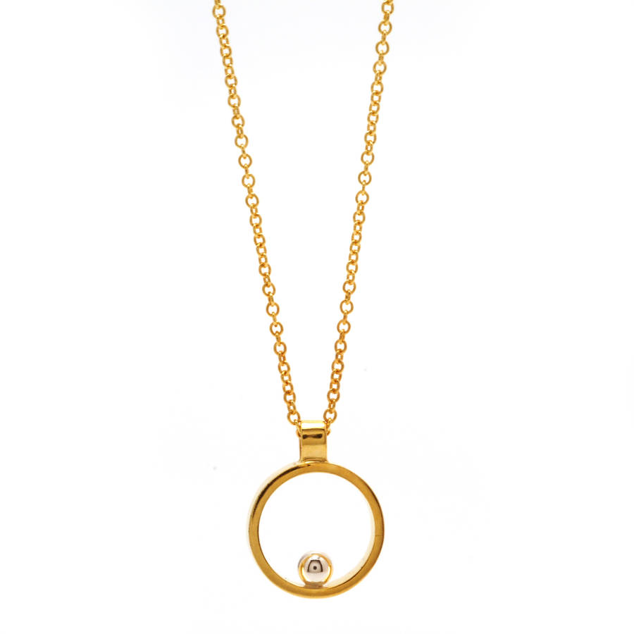 Gold Vermeil With Silver Ball Mini Pendant, 1 of 7