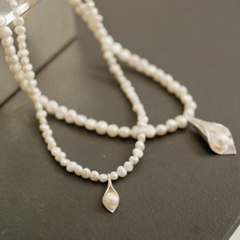 Calla Lily Pearl Necklaces, 6 of 9