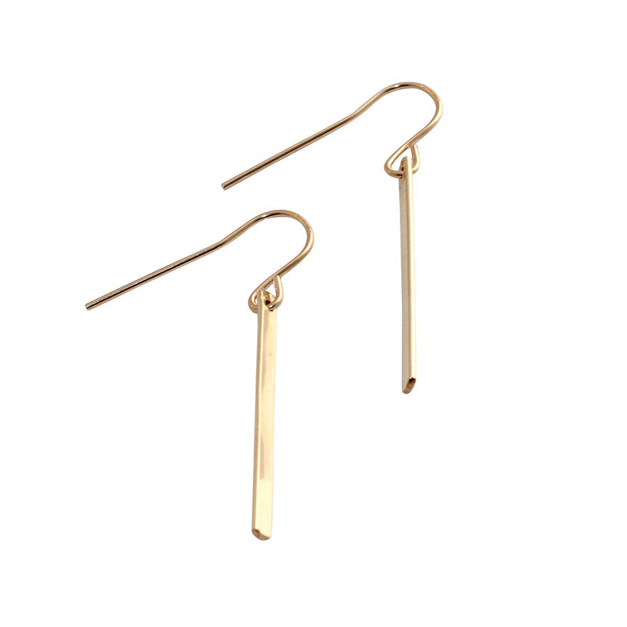 Skinny Gold Bar Earrings By A Box For My Treasure