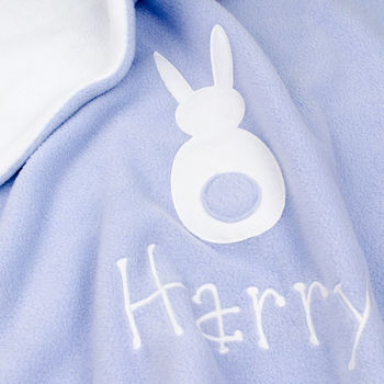 Easter Bunny Rabbit Personalised Baby Blanket, 3 of 11