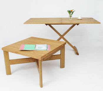 Oak Convertable Eco Coffee Table To Dining Table, 6 of 10