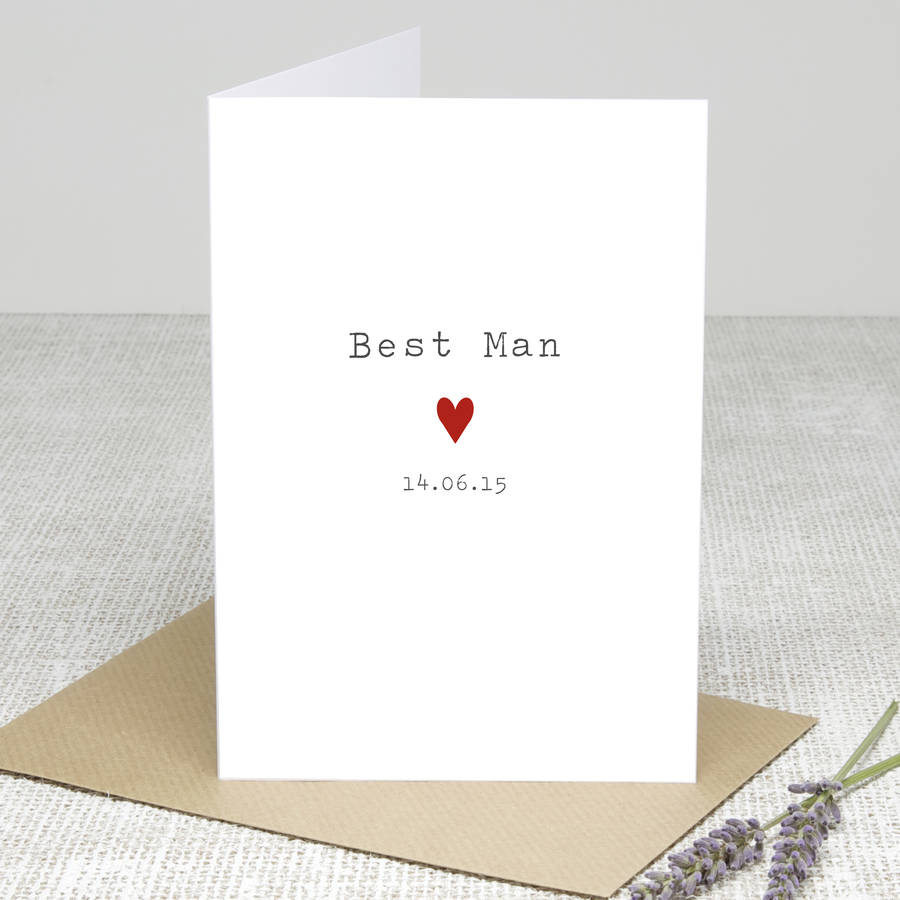 'best man heart' personalised card by slice of pie designs ...
