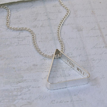 Mens Secret Message Silver Triangle Necklace, 10 of 12