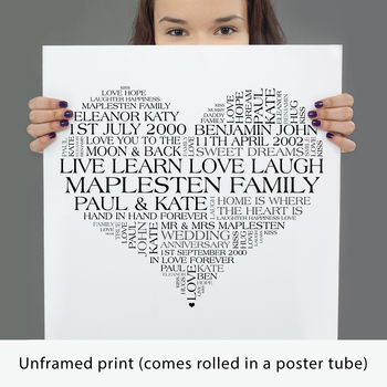 Personalised Heart Family Word Art Print, 8 of 11
