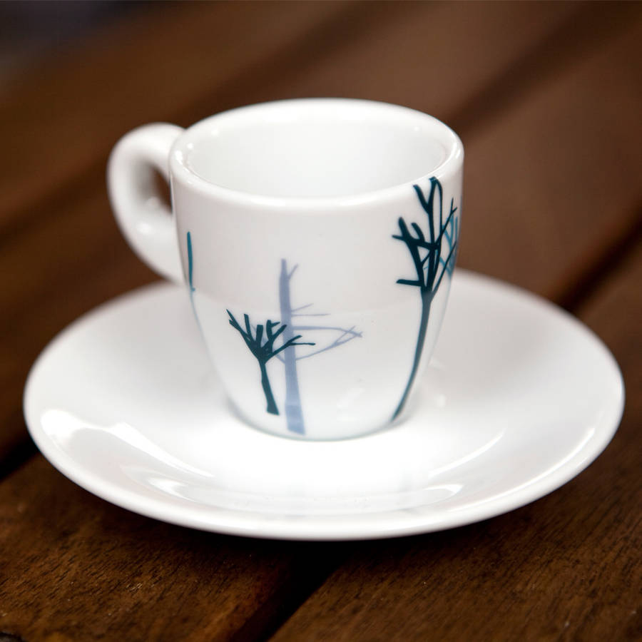 Blue Trees Espresso Cup And Saucer Set By Kate Moby ...