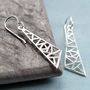 Sterling Silver Dangly Asymmetric Triangle Earrings, thumbnail 2 of 6