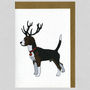 Illustrated Beagle Deer Blank Card, thumbnail 1 of 2