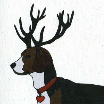 Illustrated Beagle Deer Blank Card, 2 of 2