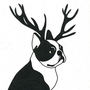 Illustrated Boston Terrier Deer Blank Card, thumbnail 2 of 2