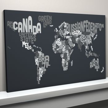 Typography World Map Text Art Print, 3 of 7