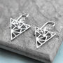Sterling Silver Dangly Geometric Triangle Earrings, thumbnail 1 of 6