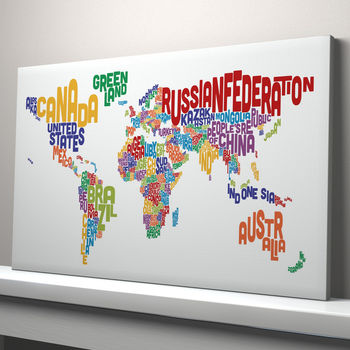 Typography World Map Text Art Print, 2 of 7