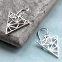 Sterling Silver Dangly Geometric Triangle Earrings, thumbnail 2 of 6