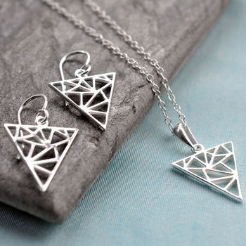 Silver Geometric Triangle Jewellery Set, 2 of 6