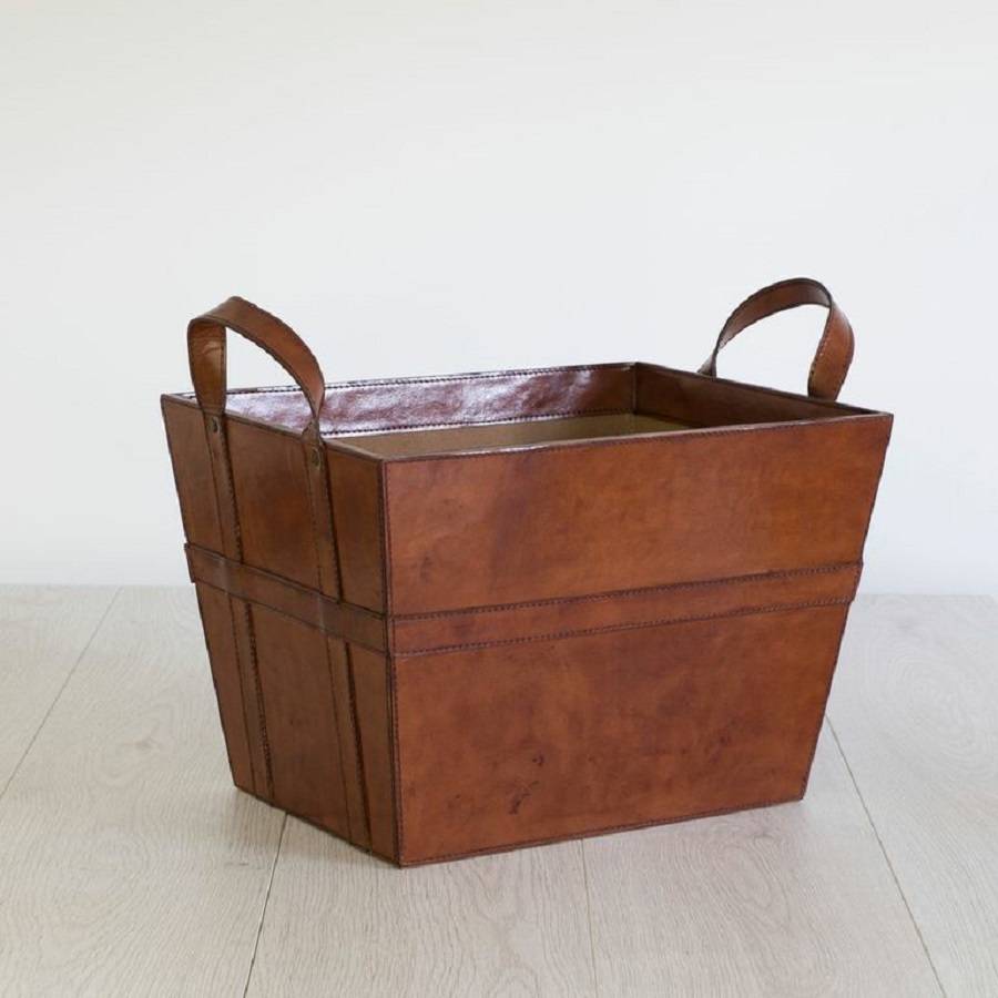 leather magazine basket by ginger rose