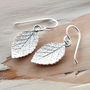 Sterling Silver Mint Leaf Dangly Earrings, thumbnail 1 of 5